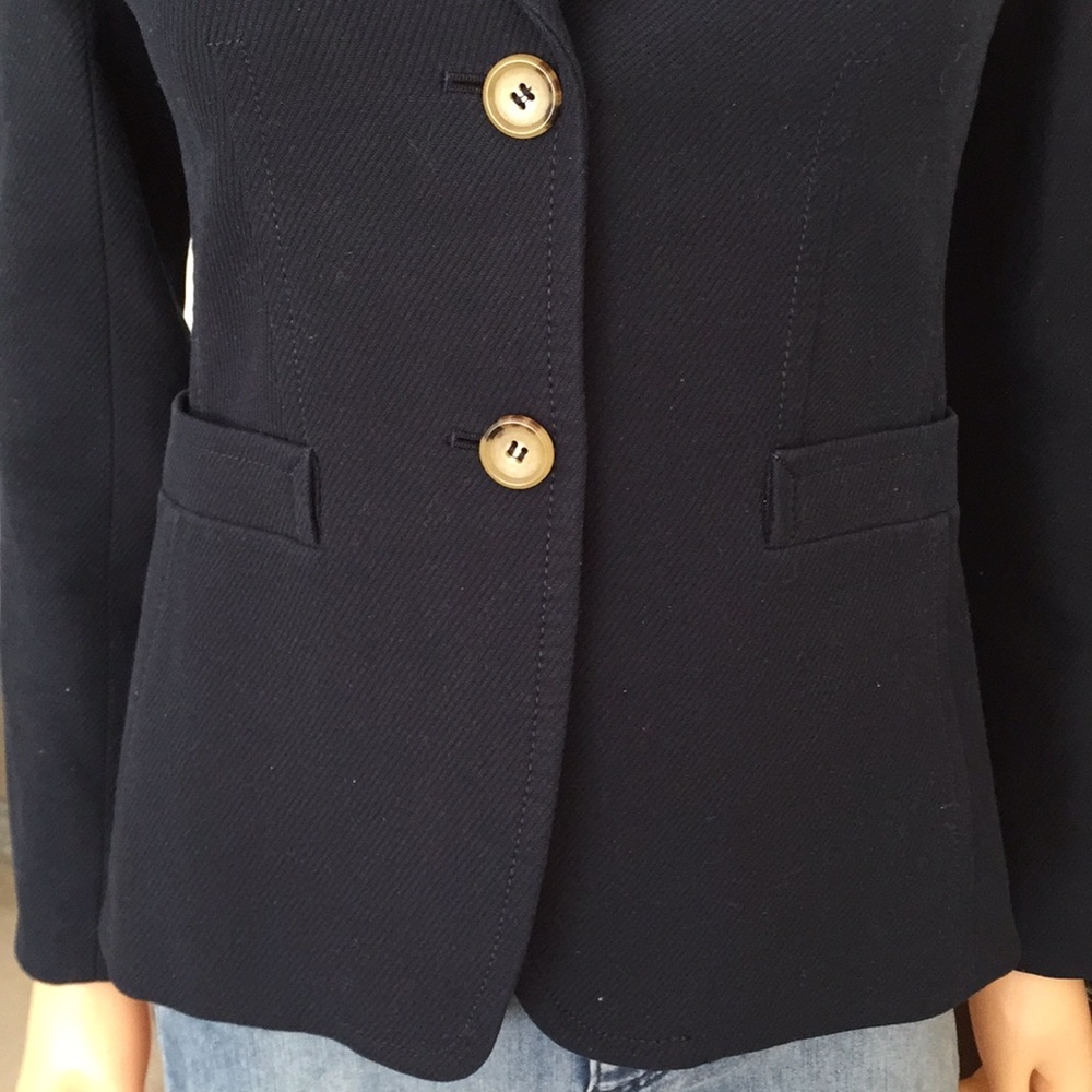 NWOT Talbots 100% Cotton Navy Blue Classic Blazer - Picture 5 of 10